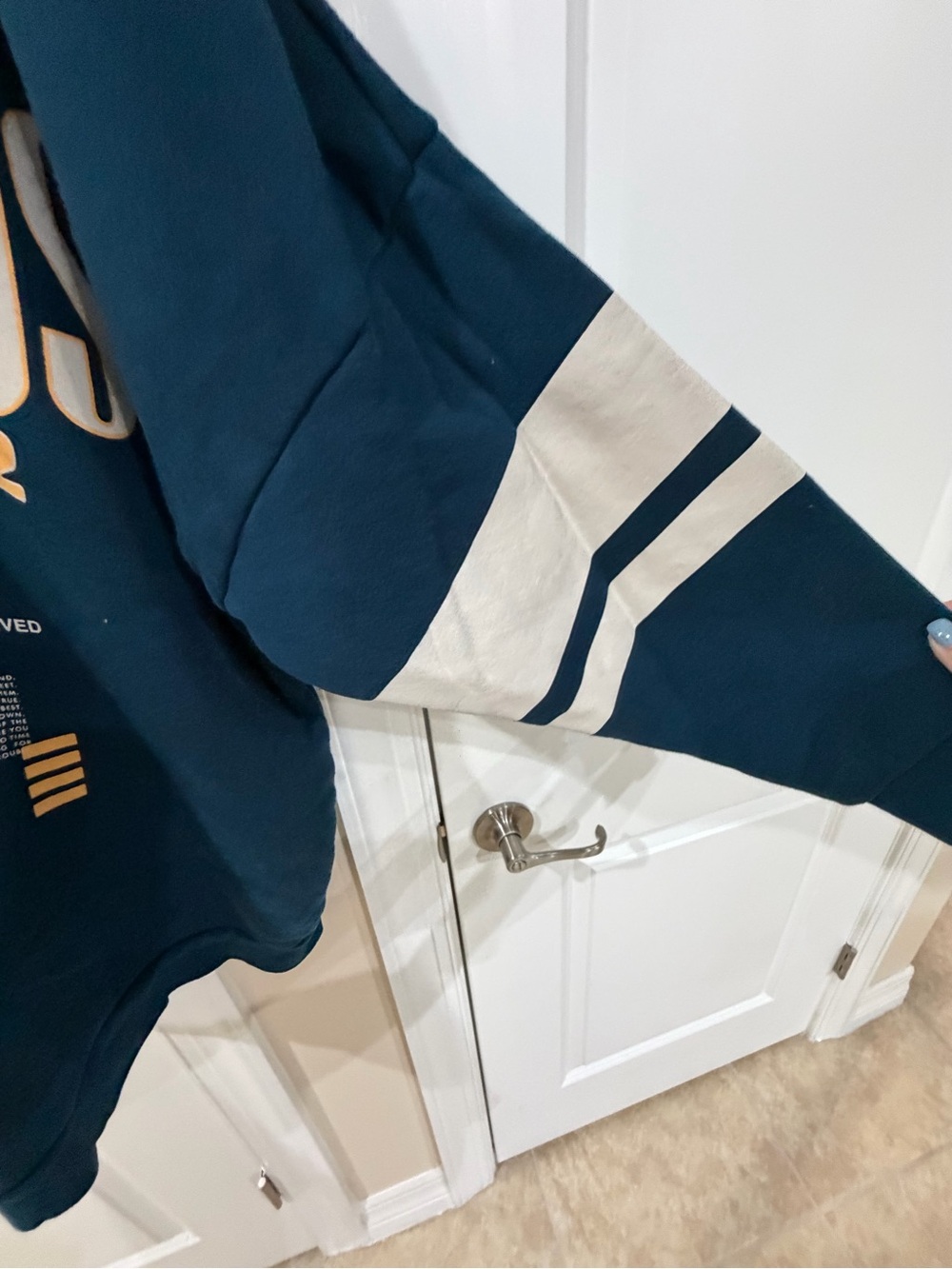 Dutch Bros Navy Blue Crewneck Sweatshirt with Gold Graphic - Picture 5 of 8